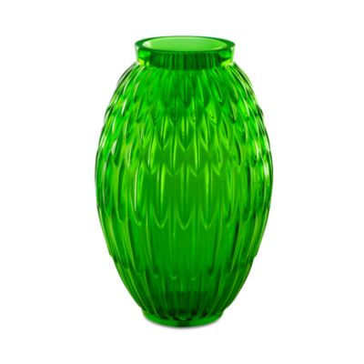 Lalique - Plumes Vase in Amazon Green, Large