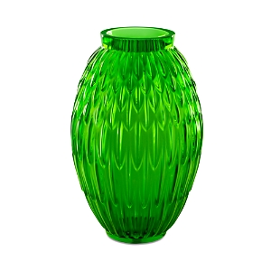 Lalique Plumes Vase in Amazon Green, Large