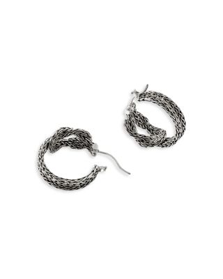 Sterling Silver Classic Chain Love Knot Manah Small Hoop Earrings