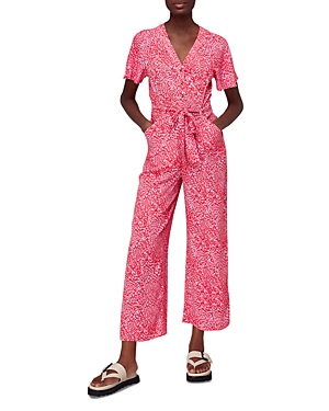 Shop Whistles Diagonal Leopard Print Jumpsuit In Pink/multi
