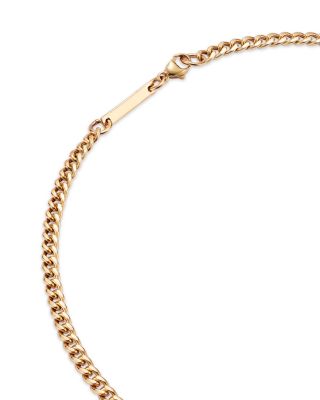 14k Yellow Gold Floating Diamond Small Curb Chain Necklace, 16"