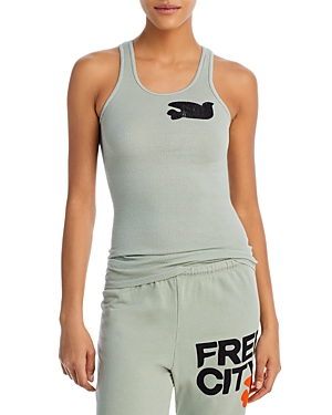 Free City Cotton Ribbed Logo Tank In Storm