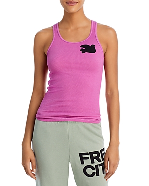 Free City Cotton Ribbed Logo Tank In Pink Lips