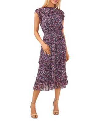 CeCe Flutter Sleeve Smocked Waist Midi Dress | Bloomingdale's Women