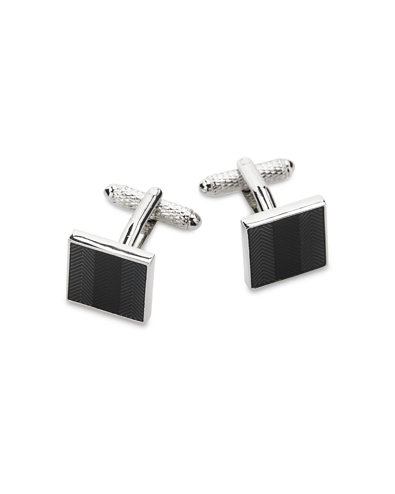 The Men's Store At Bloomingdale's Herringbone Square Cufflinks - Exclusive In Black/silver