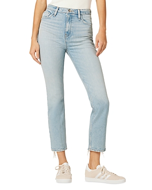 Hudson Jeans Harlow Ultrahigh Waist Fray Hem Ankle Cigarette Jeans In Blue