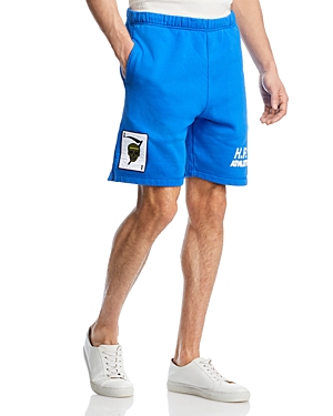 Heron Preston Logo Fleece Shorts In Blue