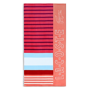 Lacoste Sporty Stripes Beach Towel In Warm