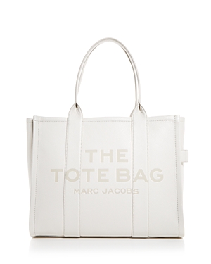 Shop Marc Jacobs The Leather Tote Bag In Cotton/silver