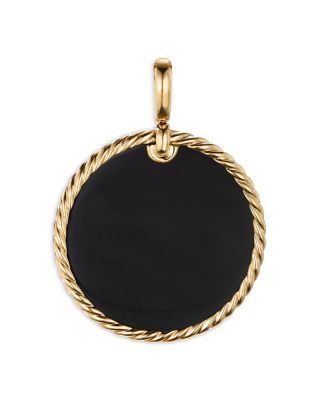 David Yurman - 18K Yellow Gold DY Elements&reg; Disc Pendant with Black Onyx & Mother-of-Pearl