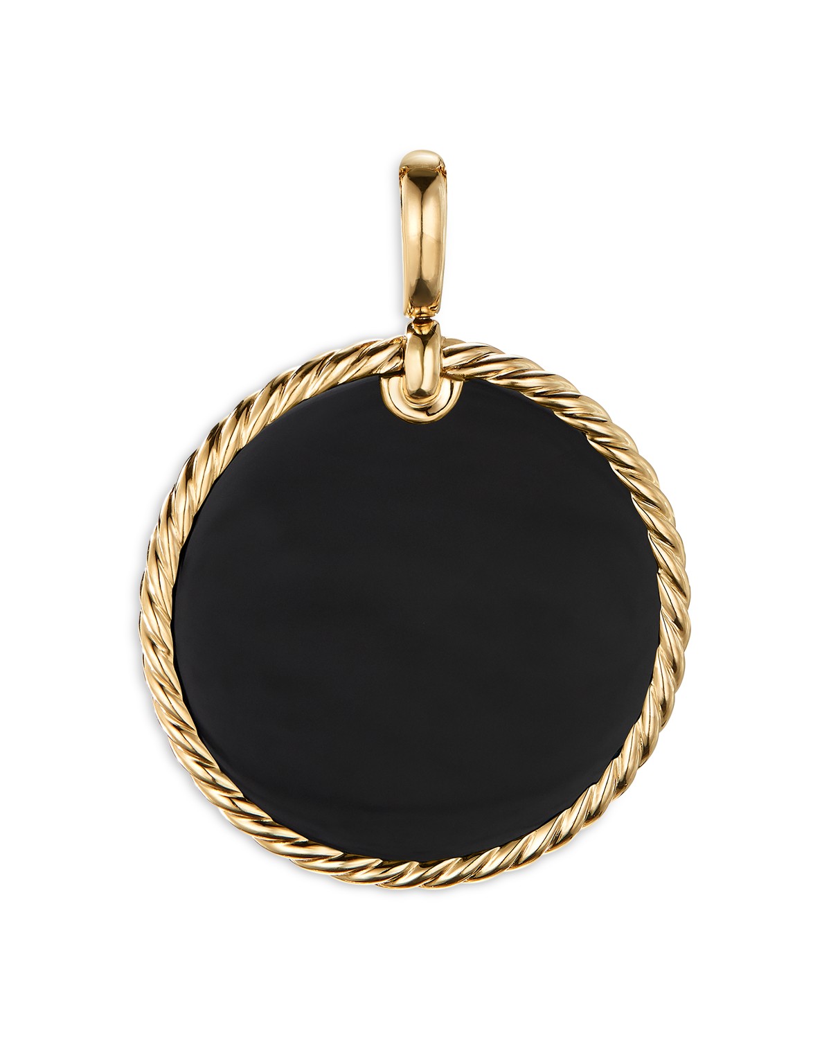 18K Yellow Gold DY Elements® Disc Pendant with Black Onyx & Mother-of-Pearl