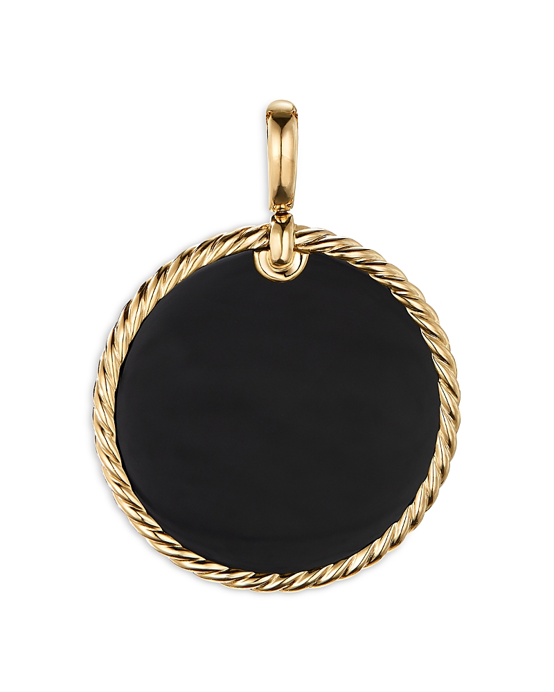David Yurman 18K Yellow Gold Dy Elements Disc Pendant with Black Onyx & Mother-of-Pearl