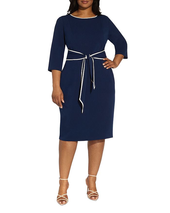 Adrianna Papell Plus Crepe Tipped Trim Dress | Bloomingdale's