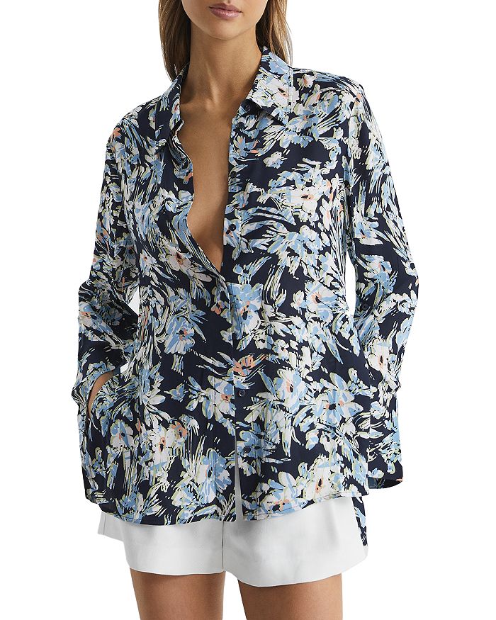 REISS Laura Floral Print Shirt Bloomingdale's