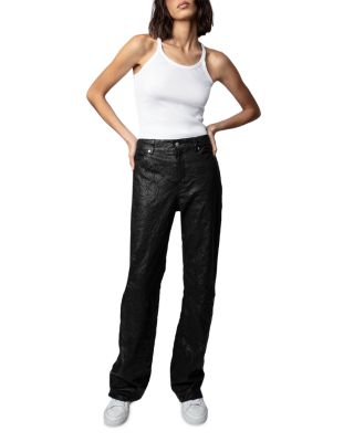 Evy Crinkled Leather Flared Pants