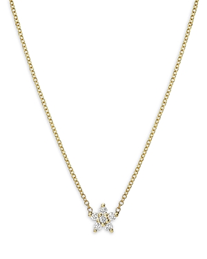 Shop Zoe Lev 14k Yellow Gold Diamond Flower Pendant Necklace, 16-18