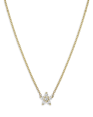 Zoe Lev 14K Yellow Gold Diamond Flower Pendant Necklace, 16-18