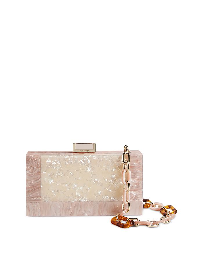 Ted Baker Pink Clutch Bag Wallet Rose Gold Bow, Women's Fashion