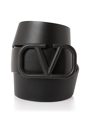 Shop Valentino Men's Logo Buckle Belt In Black