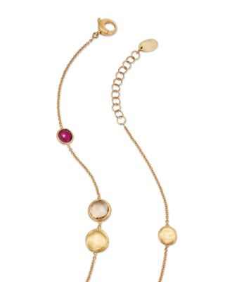 18K Gold Jaipur Color Mixed Gemstone Station Necklace, 16"-18"