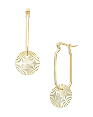 Argento Vivo Etched Disc Drop Earrings in 18K Gold Plated Sterling Silver
