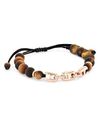 Alberto Milani Men's 18K Rose Gold, Tiger's Eye & Diamond Beaded Bracelet