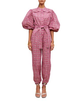 Maje Pyad Cotton Floral Print Eyelet Jumpsuit Bloomingdale's