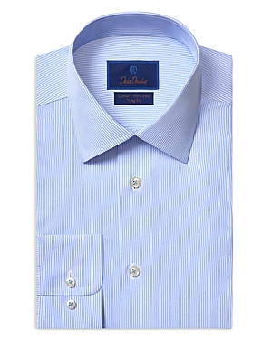 Shop David Donahue Trim Fit Non Iron Dress Shirt In White/blue
