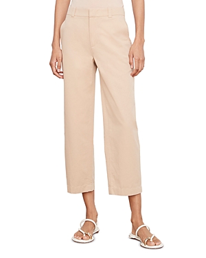 Vince Cotton Cropped Wide Leg Pants In Pale Wheat