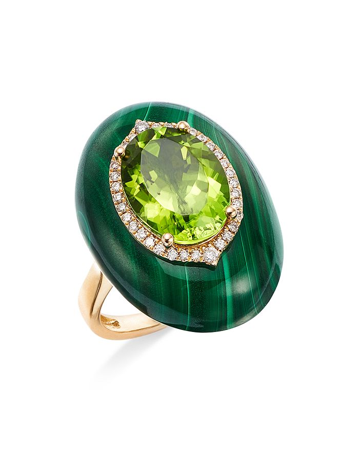 Bloomingdale's Prasiolite, Azurite & Diamond Statement Ring in 14K