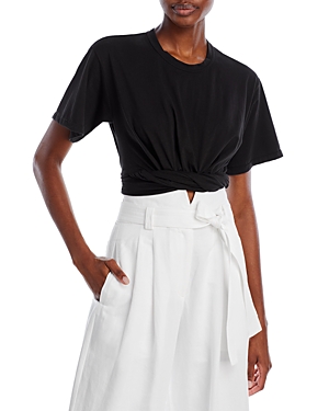 A.l.c . Mimi Gathered Crop T-shirt In Black