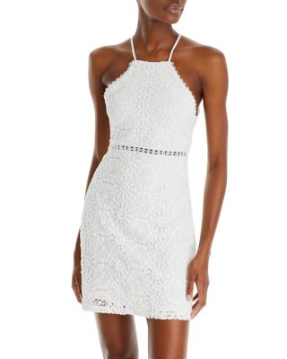 white christmas dresses Bojana Crochet Lace Overlay Turtleneck Dress White– Selfie Leslie