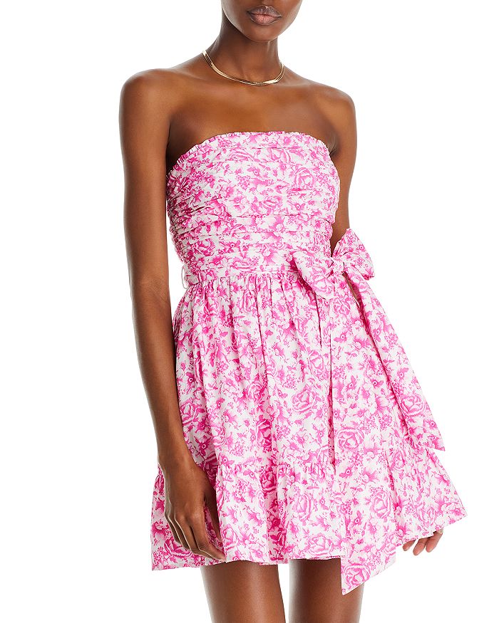 AQUA Floral Strapless Mini Dress - 100% Exclusive | Bloomingdale's