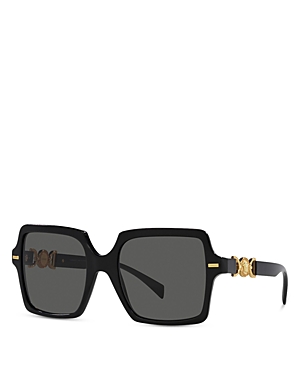 Shop Versace Solid Square Sunglasses, 55mm In Black/gray Solid