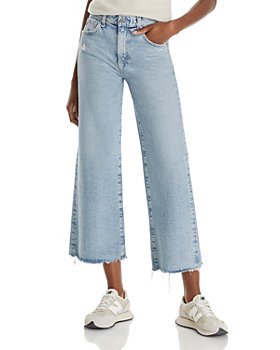 AG - Cotton Blend High Rise Ankle Wide Leg Jeans in Windswept