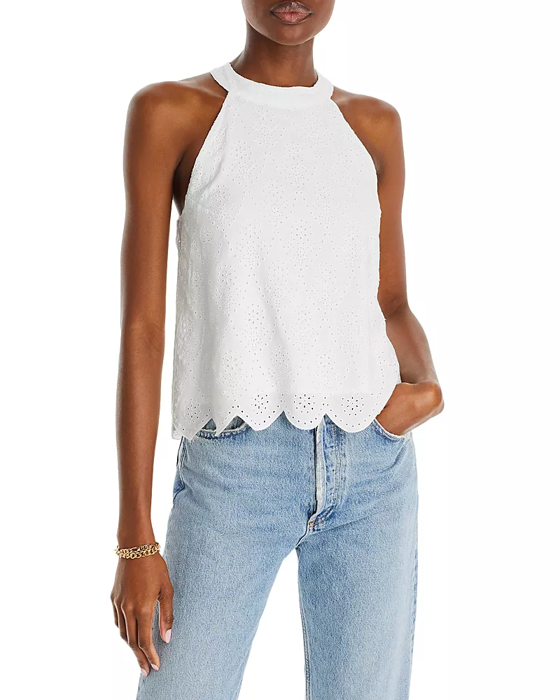 Aqua Sleeveless Eyelet Top - Exclusive