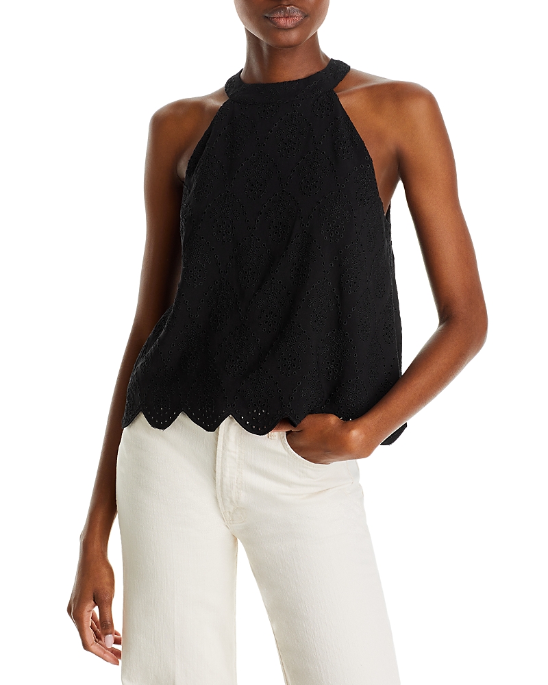 Aqua Sleeveless Eyelet Top - Exclusive In Black