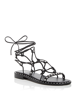 ASH WOMEN'S PALOMA STRAPPY STUDDED ANKLE TIE SANDALS