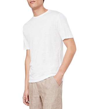 Vince Linen Short Sleeve Crewneck Tee In Optic Whit