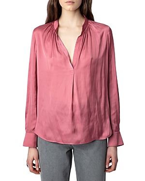Zadig & Voltaire Band-collar Blouse In Vieux Rose