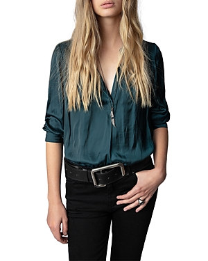 Zadig & Voltaire Tink Satin Blouse In Peacock