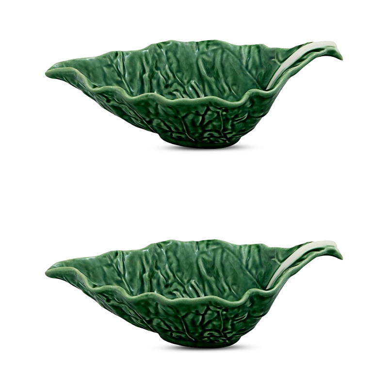 Bordallo Pinheiro Cabbage Sauceboat, Set Of 2 In Green