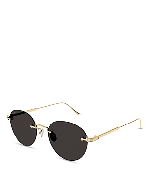 Cartier Round Sunglasses, 52mm In Gold/gray Solid