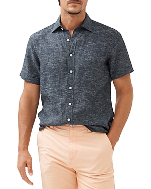 Shop Rodd & Gunn Ellerslie Linen Textured Classic Fit Button-up Shirt In Bluesteel