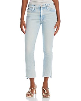 MOTHER - The Insider High Rise Crop Frayed Step Hem Slim Jeans in Smooth Sailing