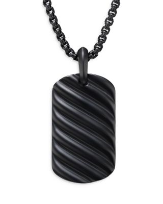Men's Sculpted Cable Tag in Black Titanium, 35mm