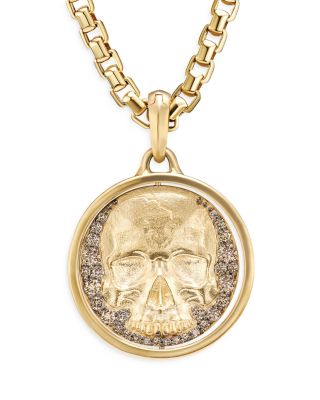 Men's Life & Death Duality Amulet in 18K Yellow Gold with Diamonds, 30mm