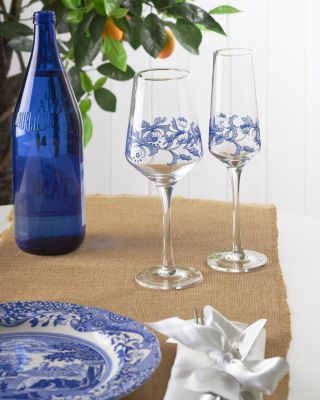 Blue Italian Wine Glasses , Set of 4
