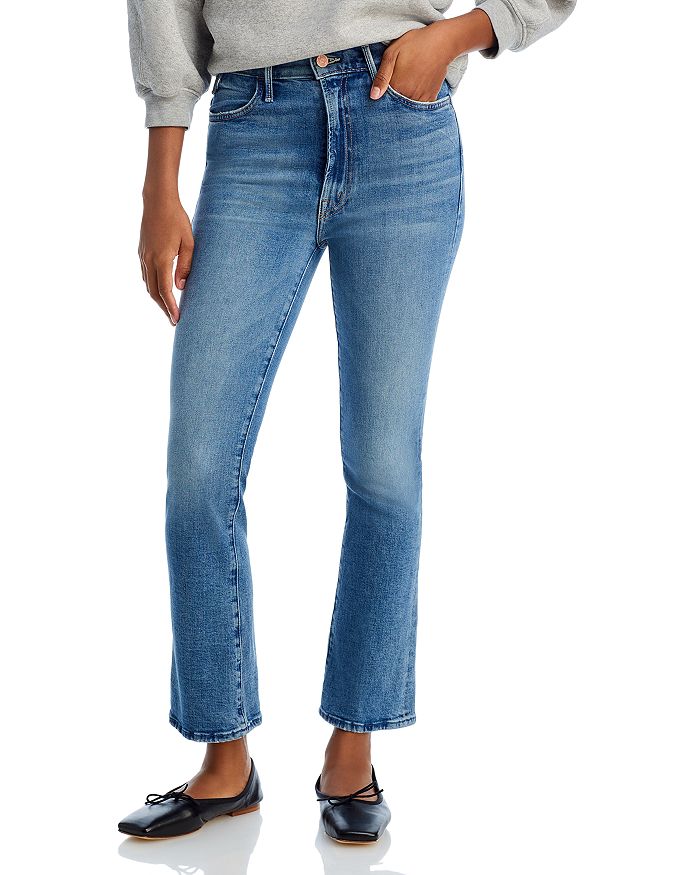 Mother The Hustler High Rise Frayed Flare Leg Ankle Jeans In Scenic Route