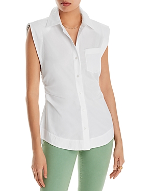 Derek Lam 10 Crosby Ivy Shoulder Pad Sleeveless Button Up Shirt